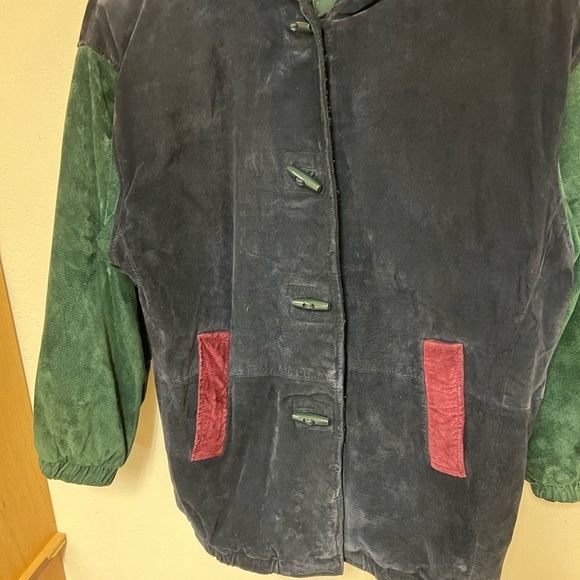 Vintage Genuine Leather Colorblock coat 90’s leather coat Otello pelle coat: L - Picture 9 of 16